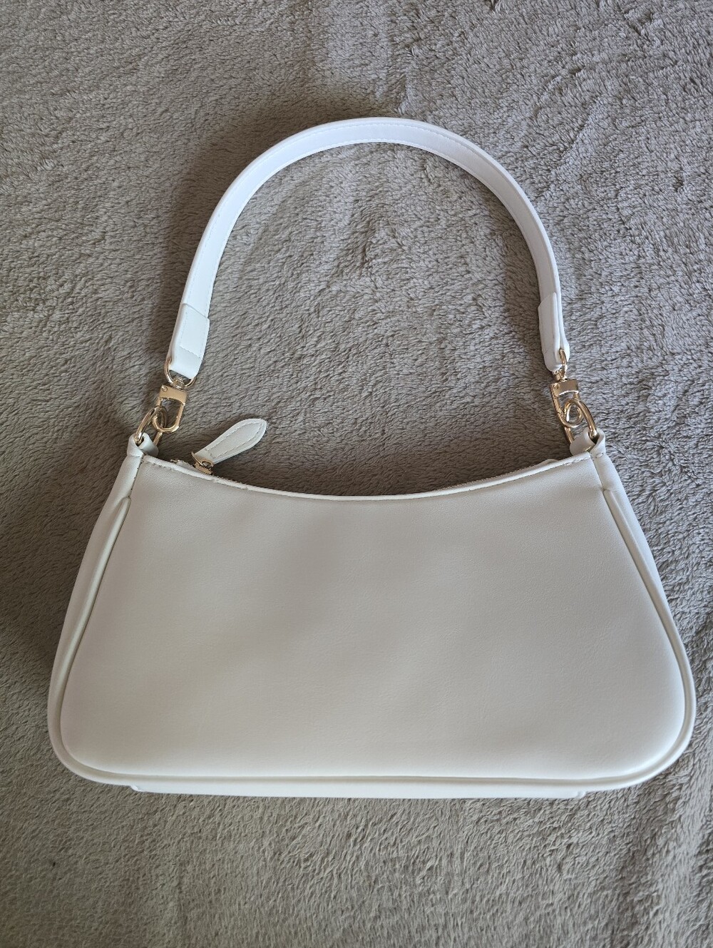 Vegan Leather Small White Shoulder Bag